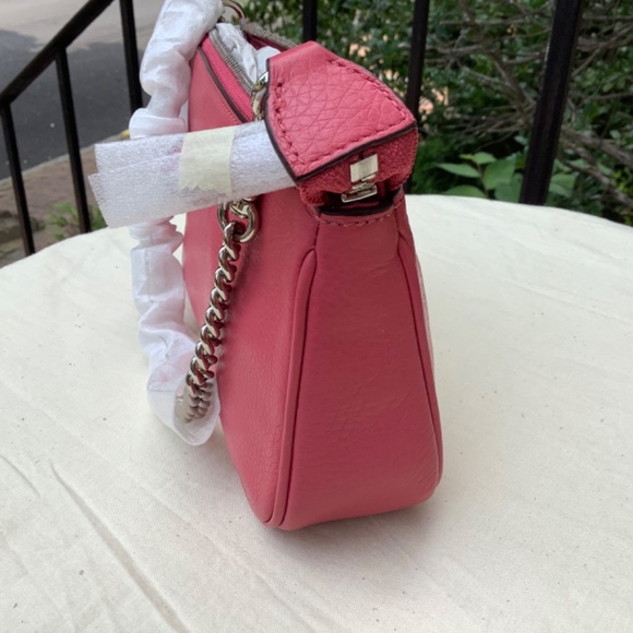 Coach Nolita 19 Leather Pouch Wristlet Strawberry with Silver Chain Hand… - Picture 10 of 13
